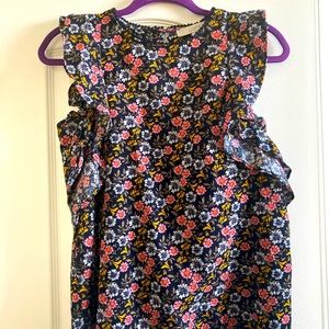 NWOT, LOFT never worn sleeveless ruffle top, open back detail, floral